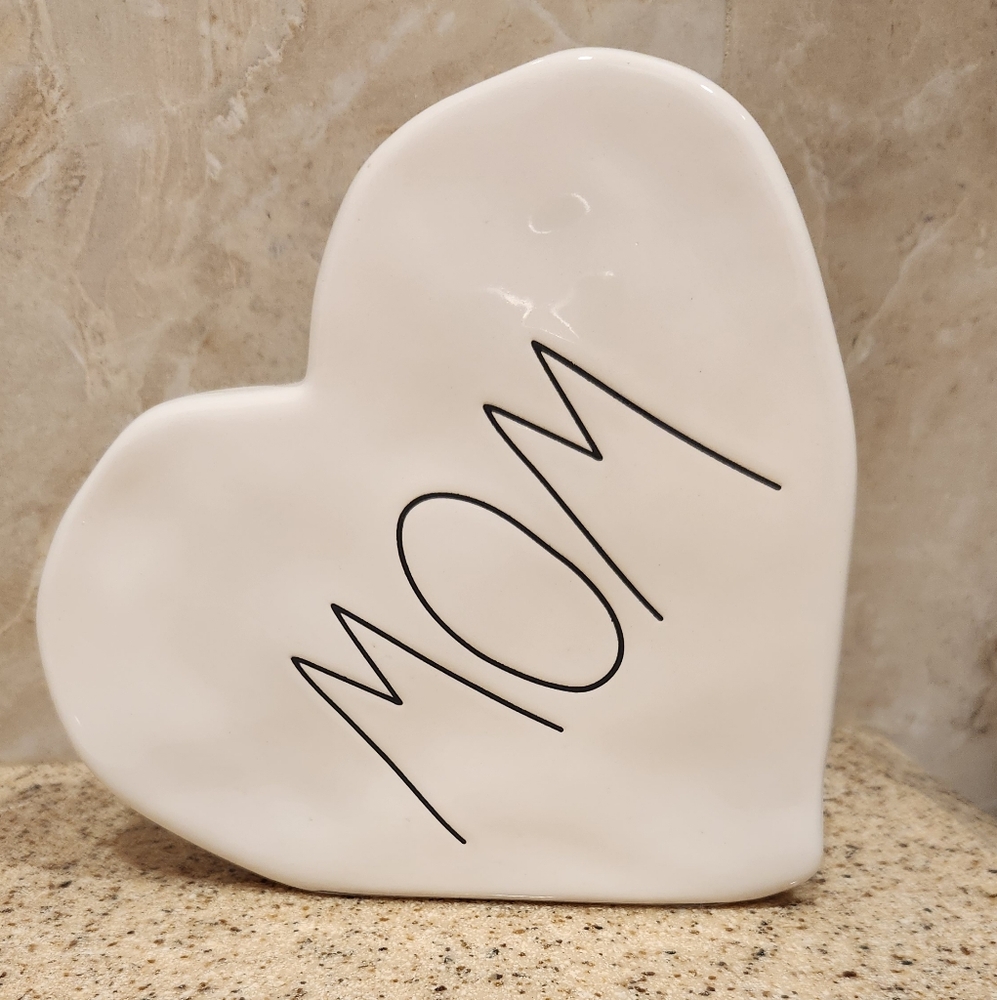 Rae Dunn Heart-Shaped White Decorative ceramic MOM